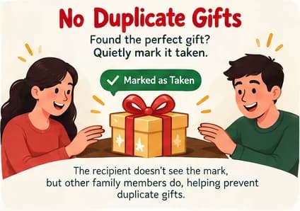 Marking a gift as taken. The rest of the family can see it is covered; the person it is for cannot.